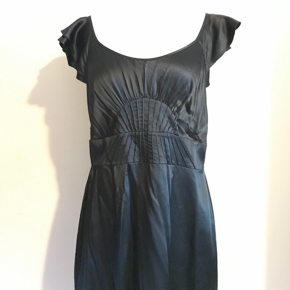 Black Silk Gianni Bini Dress with Flutter Sleeves - Picture 1 of 8